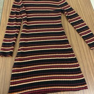 Scotch & Soda Amsterdam Black, Burgundy, Rust Striped Ribbed Top large like new!